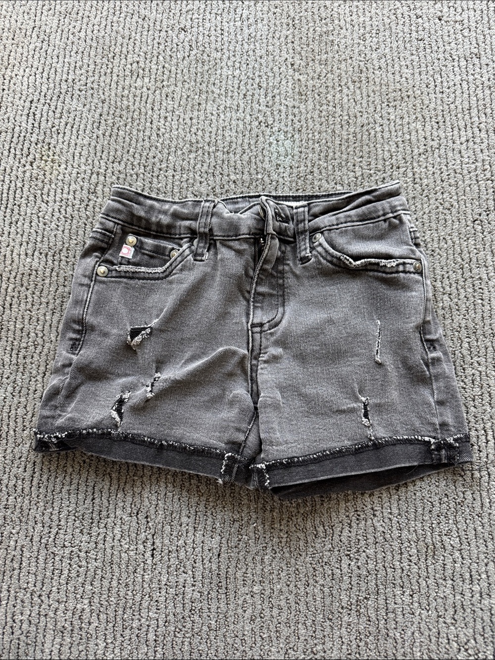 Ag Adriano Goldschmied Kids Distressed Grey Denim Shorts